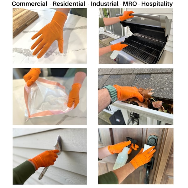 American Safety Glove Disposable Gloves, 7 mil Palm, Latex, Powdered, M, 100 PK, Orange - 5113