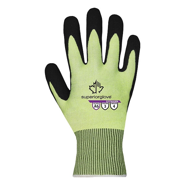 Superior Glove Knit Gloves, Cut Level A6 , Micropore Nitrile , HVGREEN , 3XL 1 PR - S21TAXGPN-12