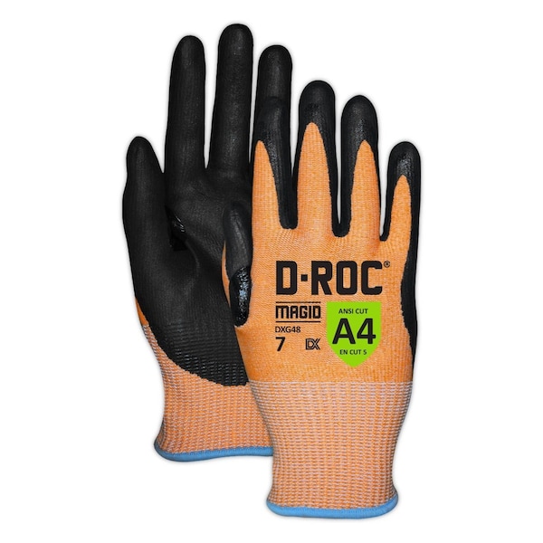 Magid Coated Gloves, TriTek, 5 Abrasion Level, Orange, 1 PR - DXG48-8