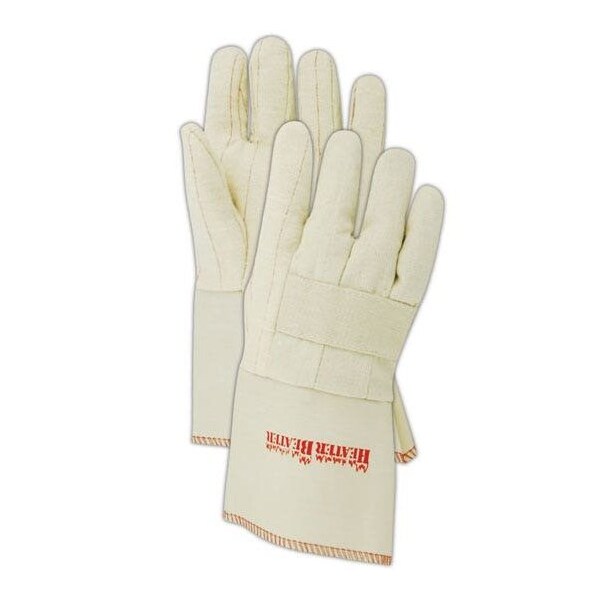 Magid Textile Gloves, Cotton, Gauntlet Cuff Natural, L, 12 PK - 398KGT