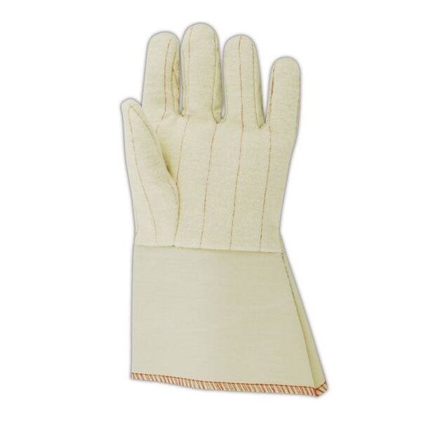 Magid Textile Gloves, Cotton, Gauntlet Cuff Natural, L, 12 PK - 398KGT