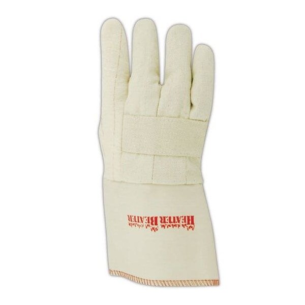 Magid Textile Gloves, Cotton, Gauntlet Cuff Natural, L, 12 PK - 398KGT