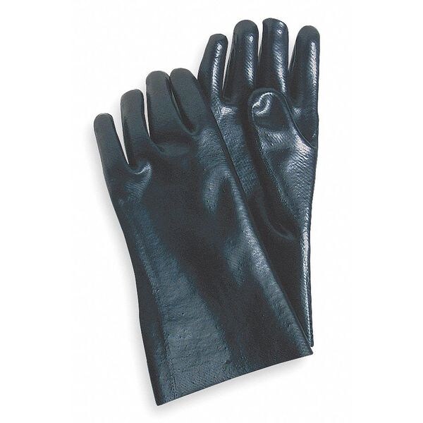 Condor Chemical Resistant Gloves, PVC, 12 in L, Not Rated, Black, L, 1 PR - 3BA48