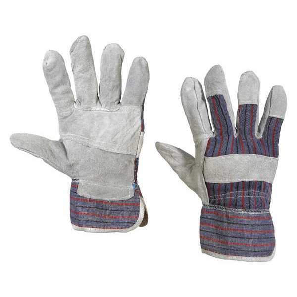Partners Brand Leather Palm w/ Safety Cuff Gloves, Large, Gray, 12 Pairs/Case - GLV1021L