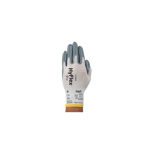 Ansell Foam Nitrile Coated Gloves, Foam Nitrile, Palm, White/Gray, 10 12 PK - 205573