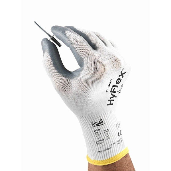 Ansell Foam Nitrile Coated Gloves, Foam Nitrile, Palm, White/Gray, 10 12 PK - 205573