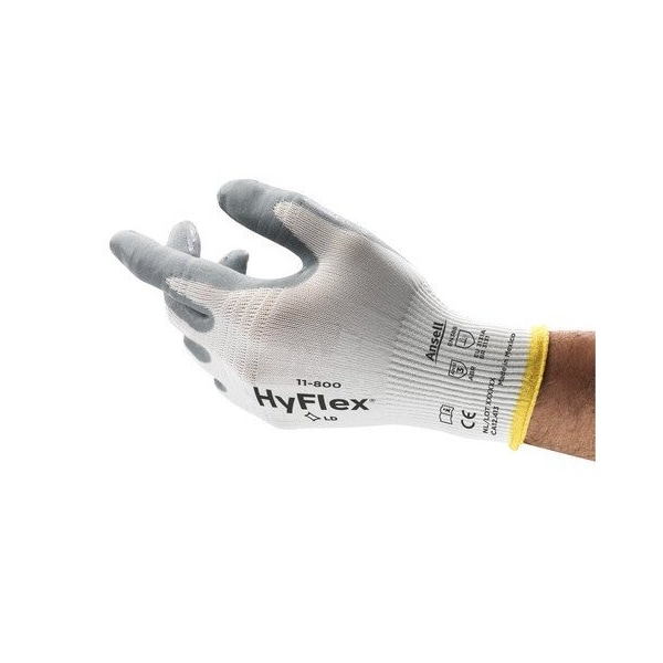 Ansell Foam Nitrile Coated Gloves, Foam Nitrile, Palm, White/Gray, 10 12 PK - 205573