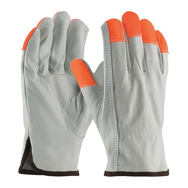 Pip Leather Drivers Gloves, Cowhide, Shirred Slip-On, Keystone Thumb, Gunn Cut, Gray, XL 12 PK - 68-163HV/XL