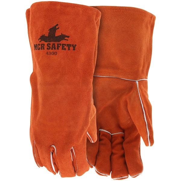 Mcr Safety Gloves, Brown Sel Leather Welder, 12PK - 4300