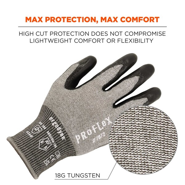 Ergodyne ANSI A7 PU Coated CR Gloves, Gray, Size S - 7071