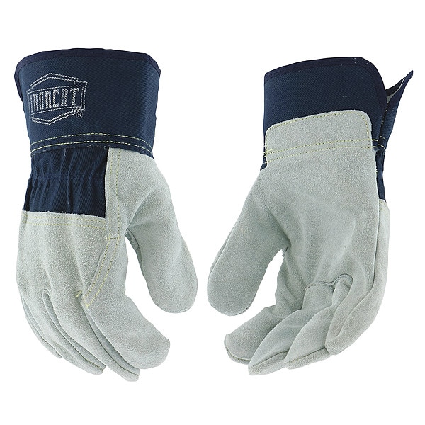 Pip Leather Palm Gloves, Cowhide, Safety Cuff, Wing Thumb, Full Finger, Gray, M, 12 PK - IC65/M