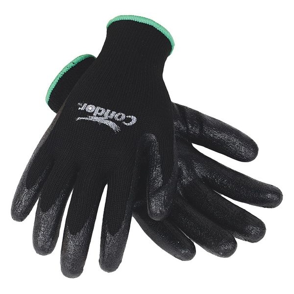 Condor Coated Gloves, Nitrile, Smooth, Palm, 3 Abrasion Level, White, L (9) 1 PR - 19L528