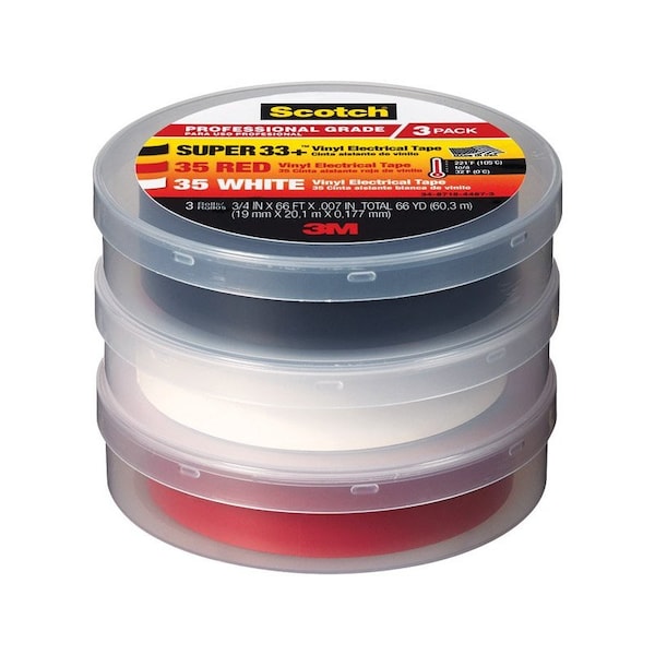 Cinta eléctrica de vinilo Scotch 3 Pack, 6132-10828/6, 0.75 pulgadas x 66 pies x 0.007 pulgadas 19 mm x 20.1 m x 0.177 mm, 6/caja - 6132-10828/6