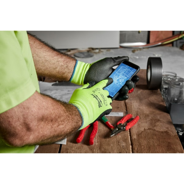 Milwaukee Tool 12 Pair High Visibility Cut Level 2 Polyurethane Dipped Gloves- L - 48-73-8922B