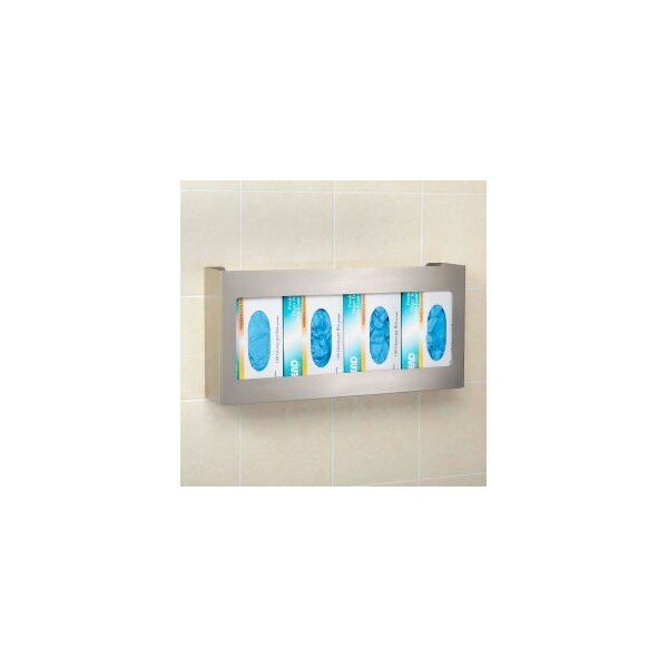 Global Equipment Quadruple Stainless Steel Glove Box Holder, 21"W x 3-3/4"D x 10"H - HAG21104