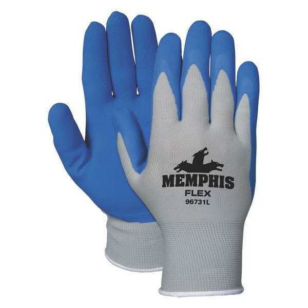 Mcr Safety Gloves, Nylon, Knit, XL, Blue/Gray, PK12 - MCR 96731XL