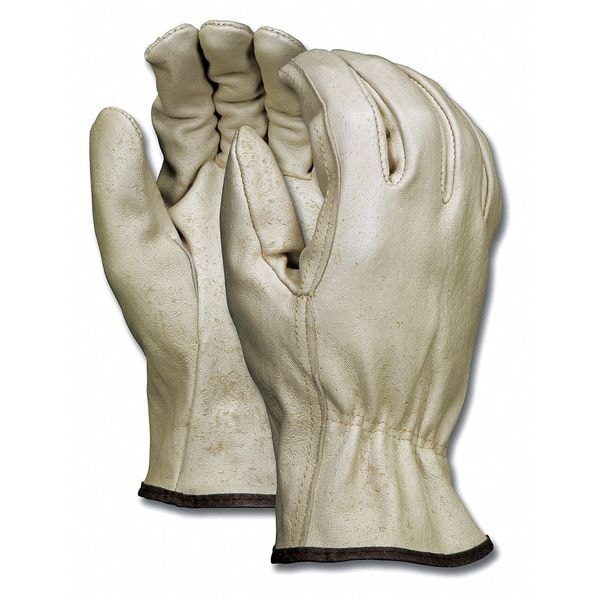 Mcr Safety Leather Drivers Gloves, Slip-On, Straight Thumb, Gunn Cut, Beige, 2XL 12 PK - 3402XXL