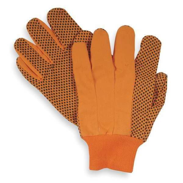 Condor Knit Gloves, Cotton/Polyester, Dotted Palm and Thumb, Knit, High-Visibility Orange/Black, 1 PR - 2RA15