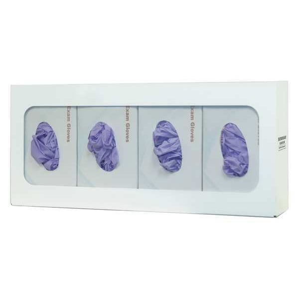 Bowman Dispensers Glove Box Dispenser, Powder-Coated Steel, Holds (4) Boxes , White , 10 in H x 22-3/8 in W x 3-7/8 in D - GB-059