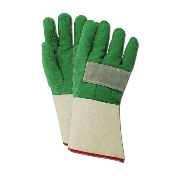 Magid Textile Gloves, Cotton, Gauntlet Cuff Green, Men's (Fits Large), 12 PK - 693JKGT