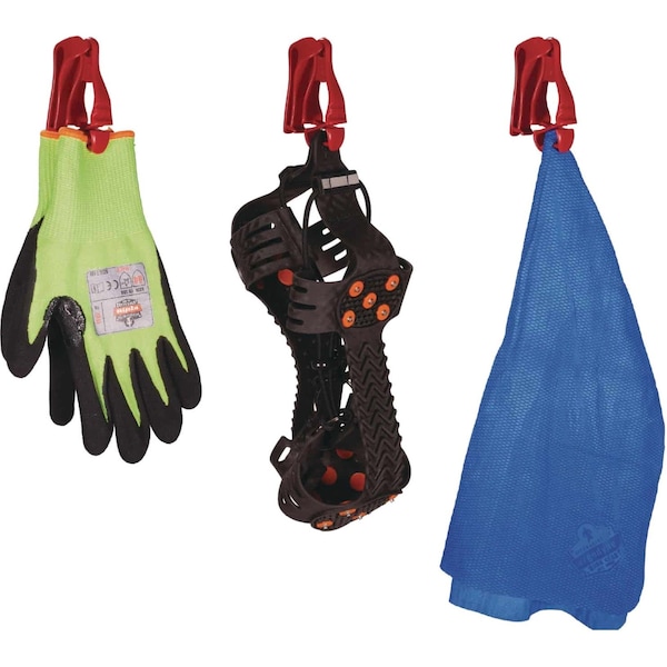 Ergodyne Glove Holder Clip, Non-Conductive Acetal Copolymer, Holds (1) Pair of Gloves , Red - 3405