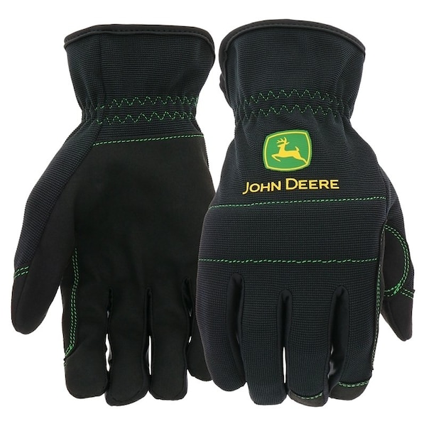 John Deere GLOVE SYN PALM SPANDX BK BLK L - JD86021-L