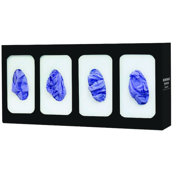 Bowman Dispensers Glove Dispenser, Metal, Black, Quad - GL004-0420