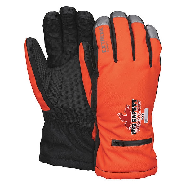 Mcr Safety 983 Mechanics Gloves, Polyurethane Palm, High-Visibility Orange - 983L