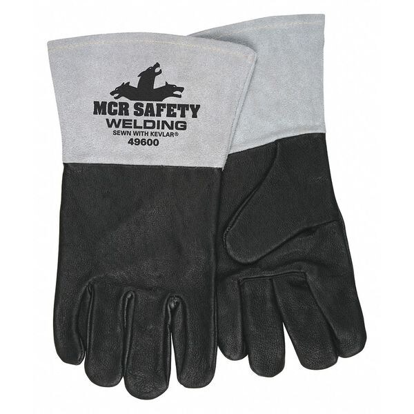 Mcr Safety Welding Welding Gloves, Gauntlet Cuff, Wing Thumb, Premium Pigskin, L, 12 PK - 49600L