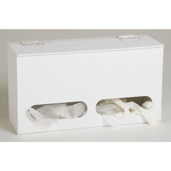 Zoro Select Bulk Glove Dispenser, Styrene Plastic, Holds (144) Gloves , White , 7 in H x 13-1/4 in W x 4-1/2 in D - 3RZT5