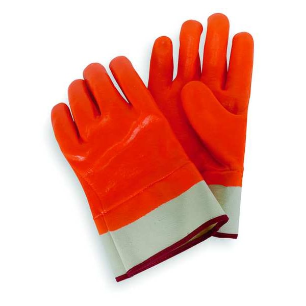Condor Hi-Vis Cold Protection Gloves, PVC Palm, Foam/Jersey Lining, High-Visibility Orange, L ( 9 ) - 4NMU3