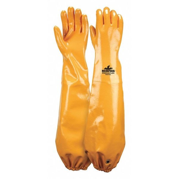 Mcr Safety PredaFlex Chemical Resistant Gloves, Nitrile, 25 in L, 40.00 mil, Yellow, L, 1 PR - MG9796L