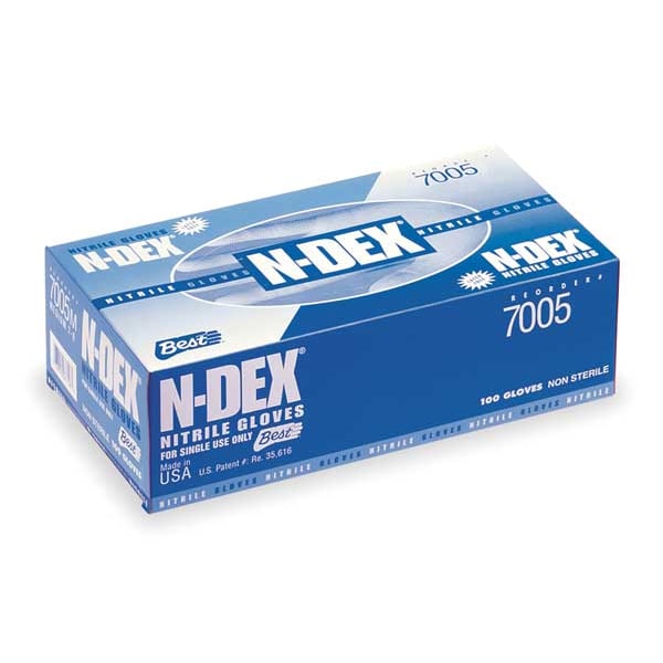 Showa 7005, Disposable Gloves, 4 mil Palm, Nitrile, Powdered, M (8), 100 PK, Blue - 7005M