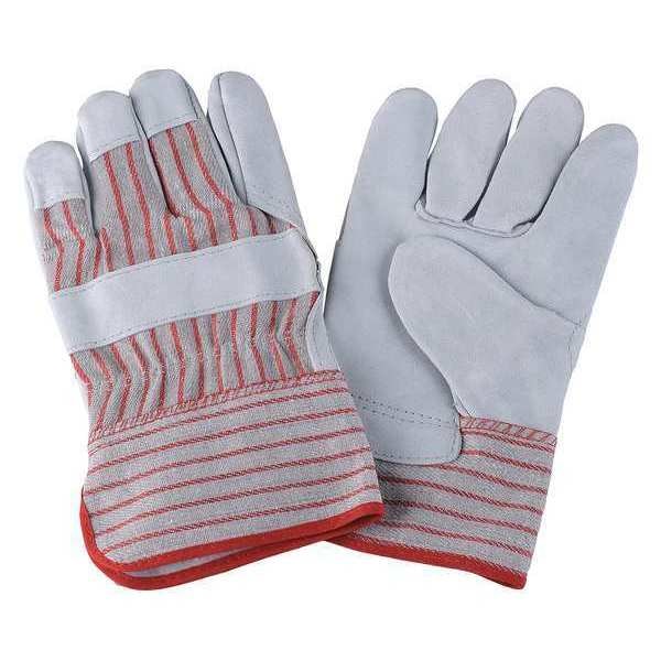 Condor Leather Gloves, Cowhide, Gauntlet Cuff, Wing Thumb, Full Finger, Gray, L, 1 PR - 5AD08