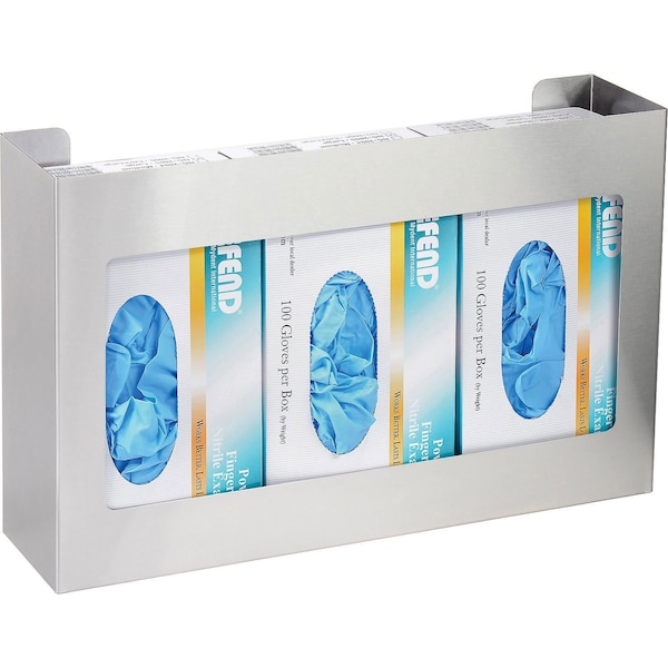 Global Industrial Stainless Steel Triple Glove Box Holder, 16W x 3-3/4D x 10H - B2222415