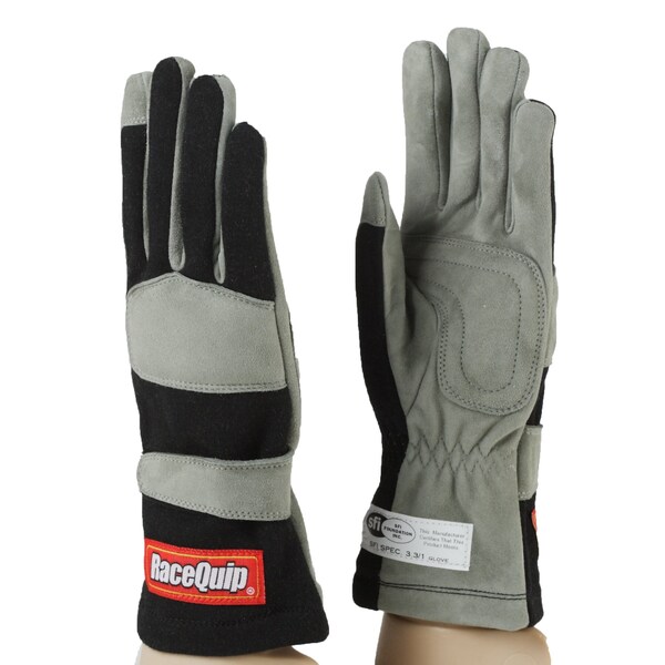 Racequip 351 SERIES 1 LAYER NOMEX RACE GLOVES SFI 3.3/ 1 CERTIFIED; BLACK X-LAR - 351006