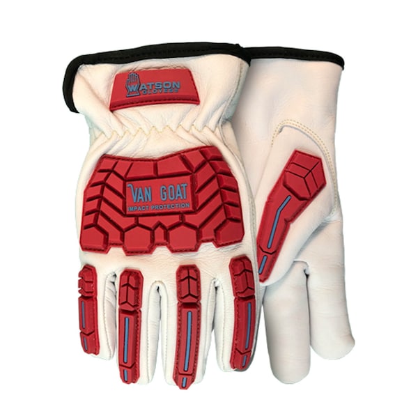 Watson Gloves Goatskin Palm, Thinsulate C100 Lining, Off White/Red, X-Large - 9547TPR-X