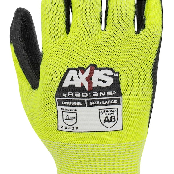 Radians Cut-Resistant Coated Gloves, Cut Level A7 , Polyurethane , XL 1 PR - RWG558XL