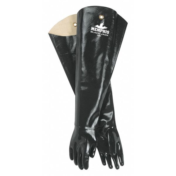 Mcr Safety BlackJack Chemical Resistant Gloves, Neoprene, 31 in L, Not Rated, Black, L, 1 PR - 6950