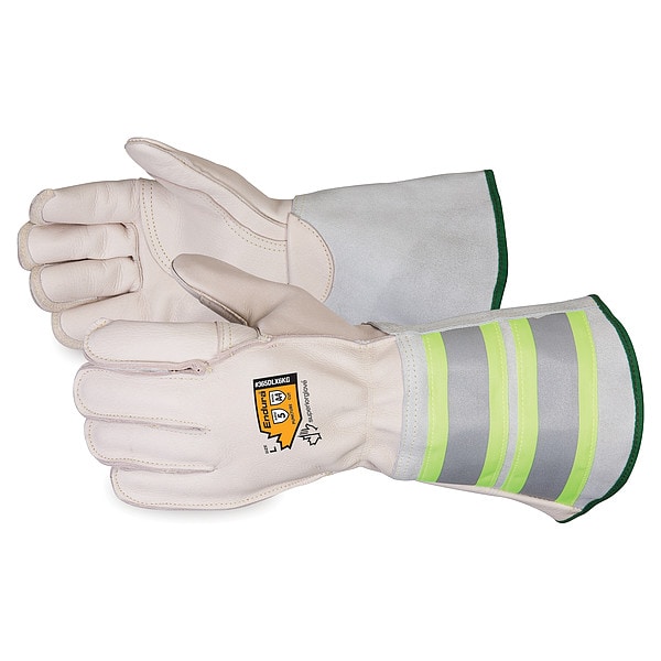 Superior Glove Leather Gloves, Cowhide, Gauntlet Cuff, Wing Thumb, Tan, L, 1 PR - 365DLX6KG-L
