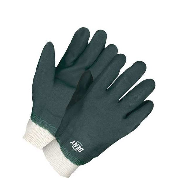 Bdg Coated Gloves, PVC, Rough, Full, Not Rated Abrasion Level, Green, One Size 1 PR - 99-1-904
