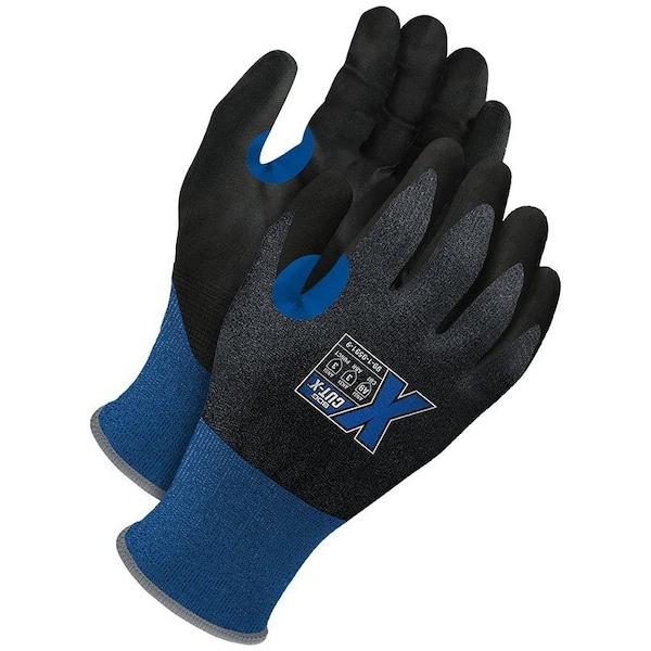 Bdg PU Coated Gloves, Polyurethane, Palm, 3 Abrasion Level, Black/Blue, , 2XL 1 PR - 99-1-9591-11