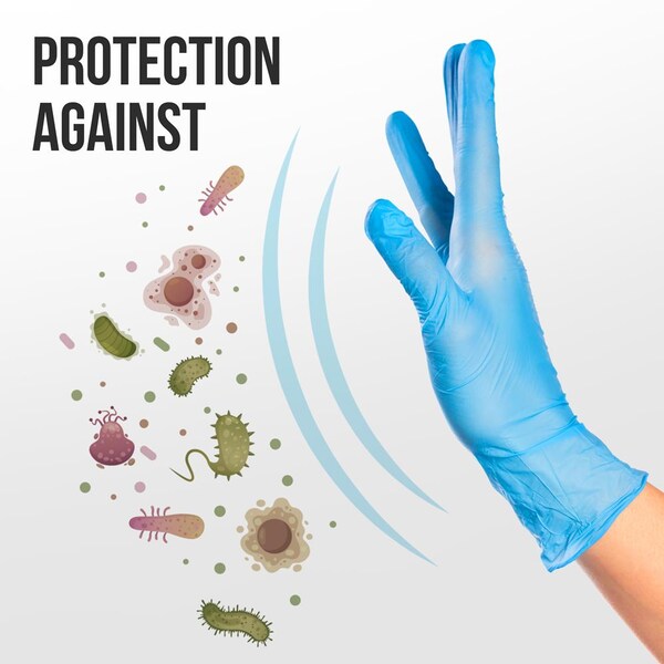 Serenelife Disposable Gloves, 3 mil Palm, Nitrile/Vinyl, Powder-Free, X, Blue - SLGLVNIT100XL