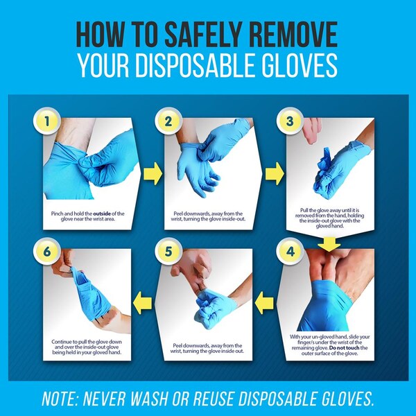 Serenelife Disposable Gloves, 3 mil Palm, Nitrile/Vinyl, Powder-Free, X, Blue - SLGLVNIT100XL