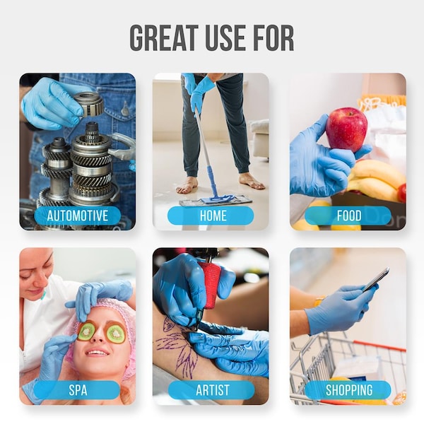 Serenelife Disposable Gloves, 3 mil Palm, Nitrile/Vinyl, Powder-Free, X, Blue - SLGLVNIT100XL