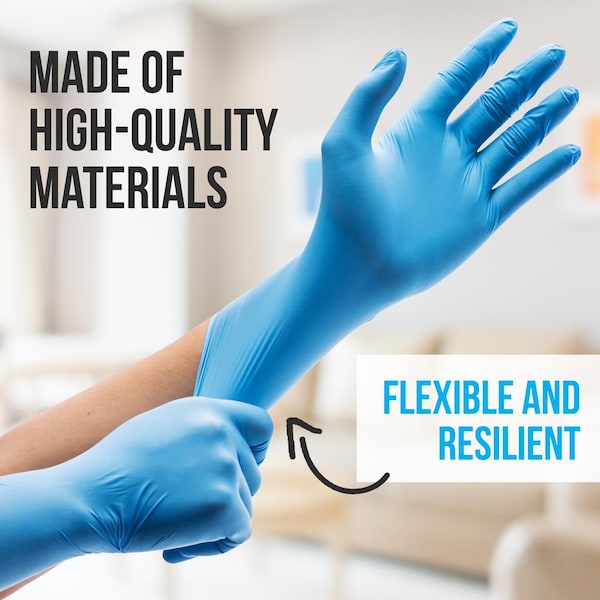 Serenelife Disposable Gloves, 3 mil Palm, Nitrile/Vinyl, Powder-Free, X, Blue - SLGLVNIT100XL