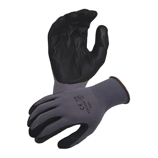Azusa Safety Coated Work Gloves, PU, Ultra-Fine Micro-Foam, Palm, Grey/Black, L 1 PR - CM3000-L