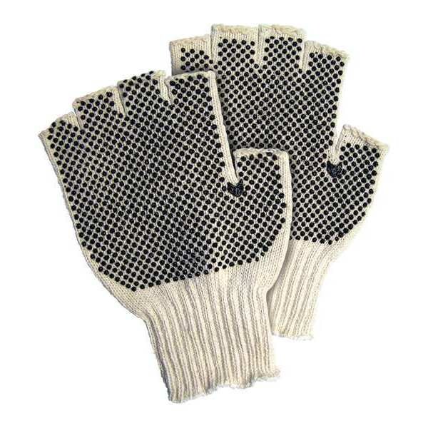 Partners Brand Fingerless PVC Dot Knit Gloves, Small, White/Black, 12 Pairs/Case - GLV1023S