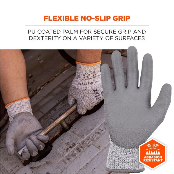 Ergodyne ANSI A3 PU Coated CR Gloves, Gray, Size M - 7030