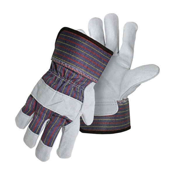 Boss Mens Indoor & Outdoor Cowhide Leather Work Glove; Pearl Gray - Large - 7798903